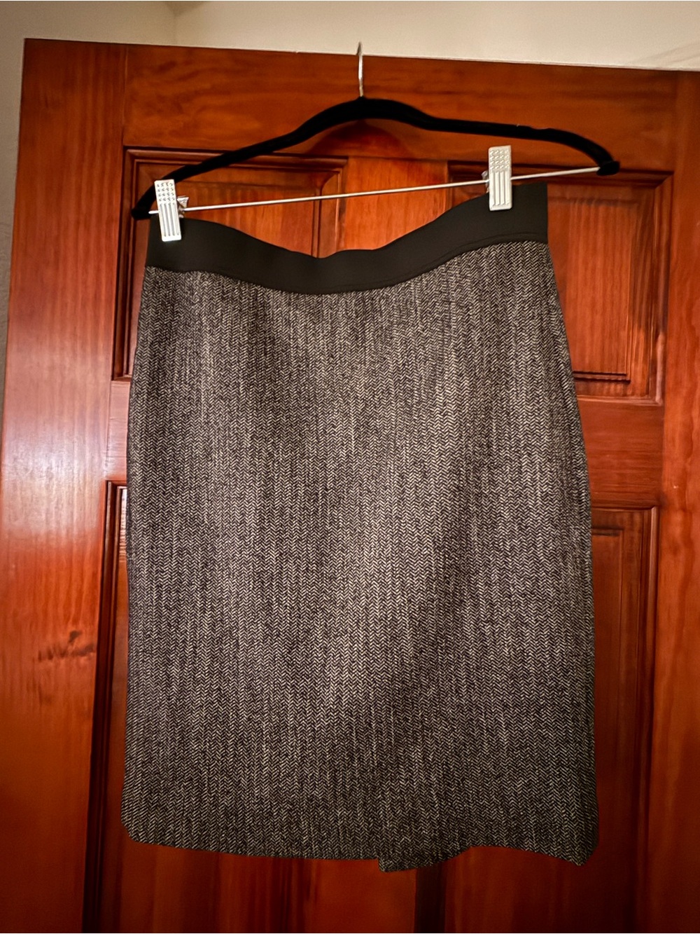 Express Black and Gray Herringbone Pencil Skirt